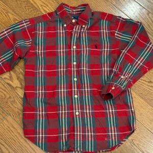 Boys Plaid Red and Green Ralph Lauren Shirt